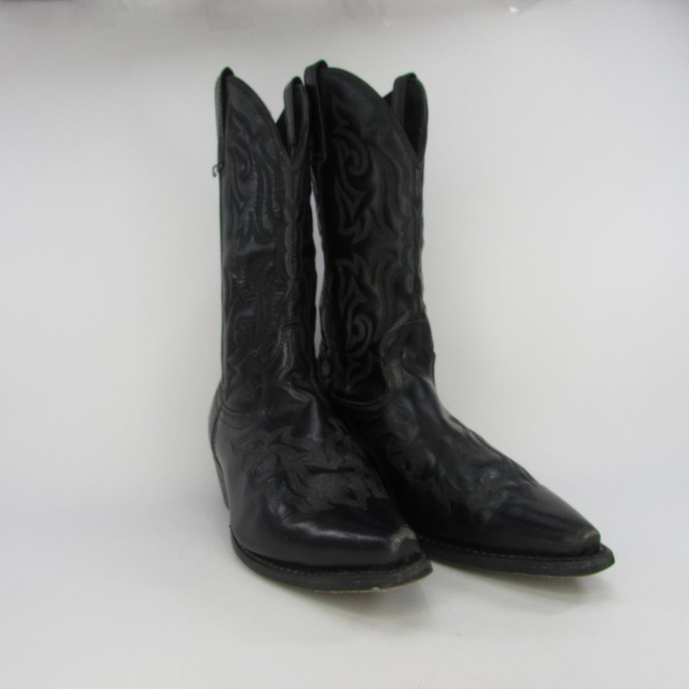 Laredo Western Boots Mens Hawk Stitched Snip Toe 8.5EW Extra Wide Black 6860